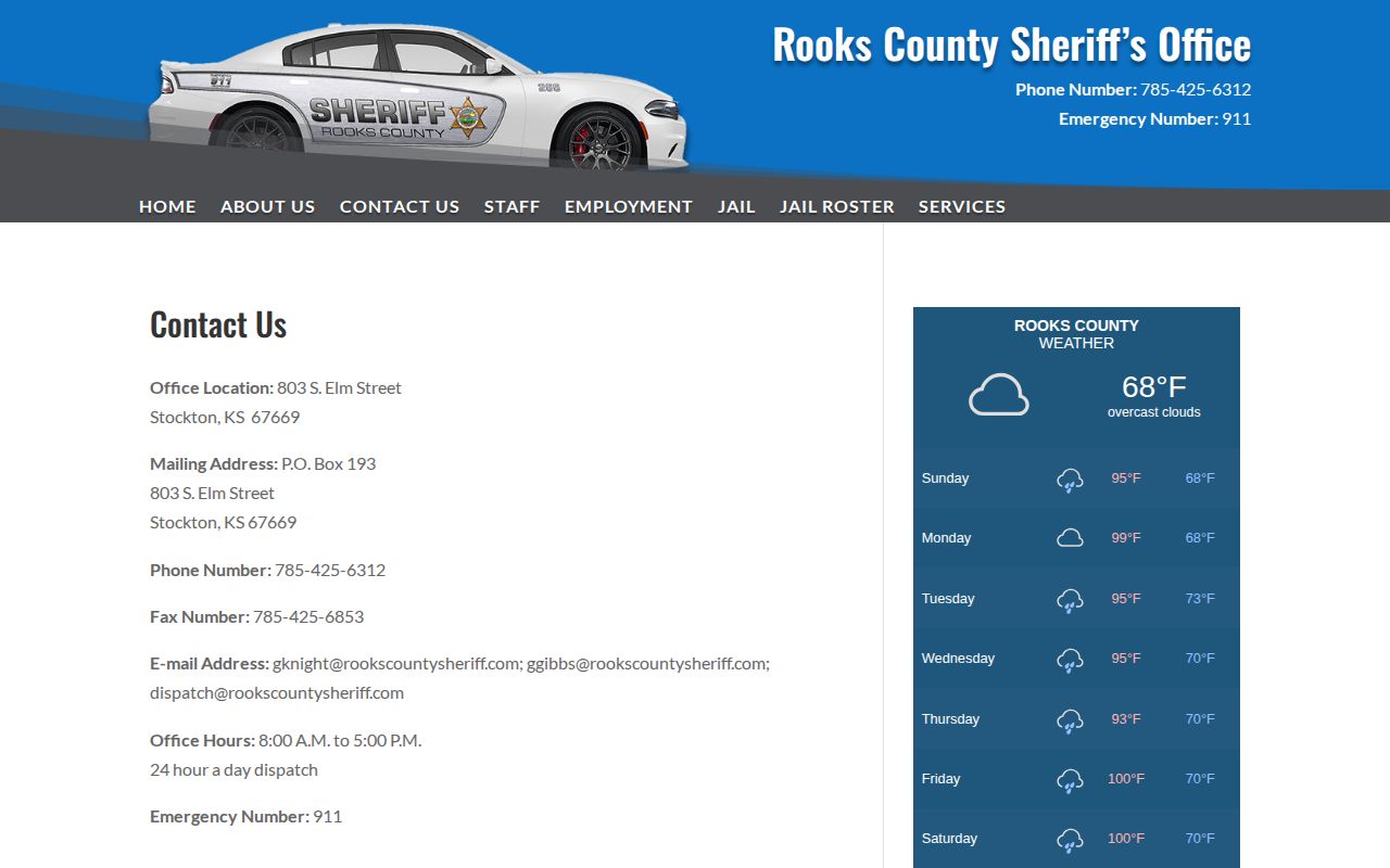 Rooks County sheriff booking record and mugshot contact page